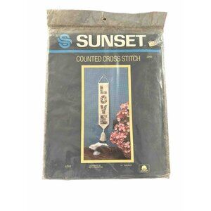 Vintage Cross Stitch Kit Crafting Sunset Counted “LOVE”  New In Package Sewing